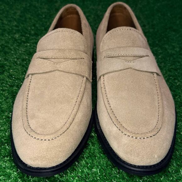 Brooks Brothers Suede Penny Loafers Mens 8 Beige Classic Slip On Dress Shoes main image 5